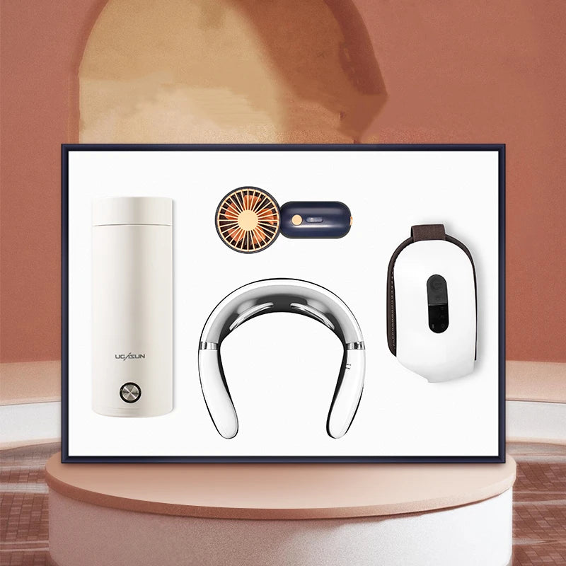 Portable Electric Kettle & Eye Massager Gift Set Personal Gift for Boyfriend's Birthday Promotional Offer