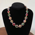 Fashion Exaggerated Chunky Statement Jewelry Necklace Bracelet Full Colorful Diamonds Sparkling Party Necklace