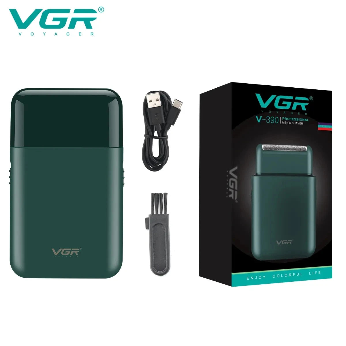 Single Blade Cordless Rechargeable Mini Electric Shaver Portable V-390 Shaver Designed for Men's Beards