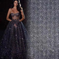 Top Quality Super High Density Navy Blue 3d Beaded Sequins Lace Luxury Embroidery Tulle Lace Dress Fabric HY1763