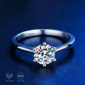 S925 Sterling Silver Ladies Ring with Classic 6 Prong Inlaid Moissanite for Birthday Anniversary Proposal Engagement Gift Idea