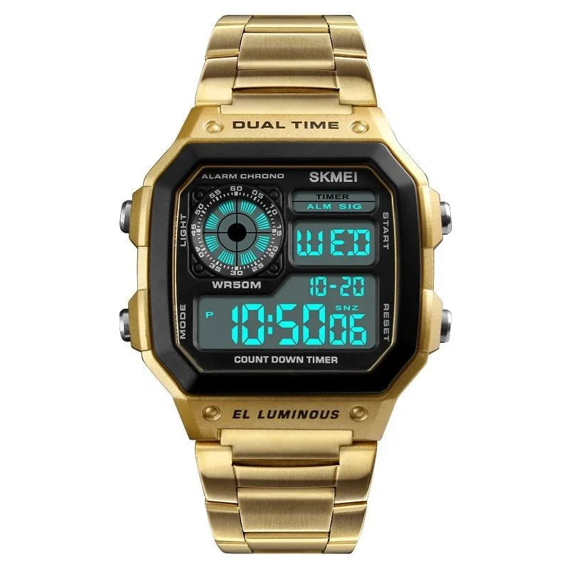 New Style Sk 1335 Stainless Steel Quartz Watches Night Light Display Skmei Watch Men Waterproof 5 Atm
