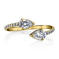 Personalized Fashion Jewelry 925 Sterling Silver Gold Plated Drop Shaped Diamond Ring