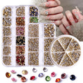 EYL Wholesale Transparent Point Gold Bottom Back Jewelry Diamond Crystals Stone Wheel Nail Art Rhinestones