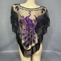 New Lady Women Sequin Belly Dance Costume Hip Scarf Embroidery Flapper Shawl Scarf Evening Wedding Cape Sheer Party Fringed Wrap