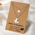 Mothers Day Gift Stainless Steel Heart Pendant Necklace 2Pcs Set Mom and Daughter Necklaces