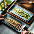 Factory Wholesale 10 Inch Rectangular Ceramic Sushi Plates for Restaurant Porcelain Irregular Side Rectangle Salmon Sashimi Dish
