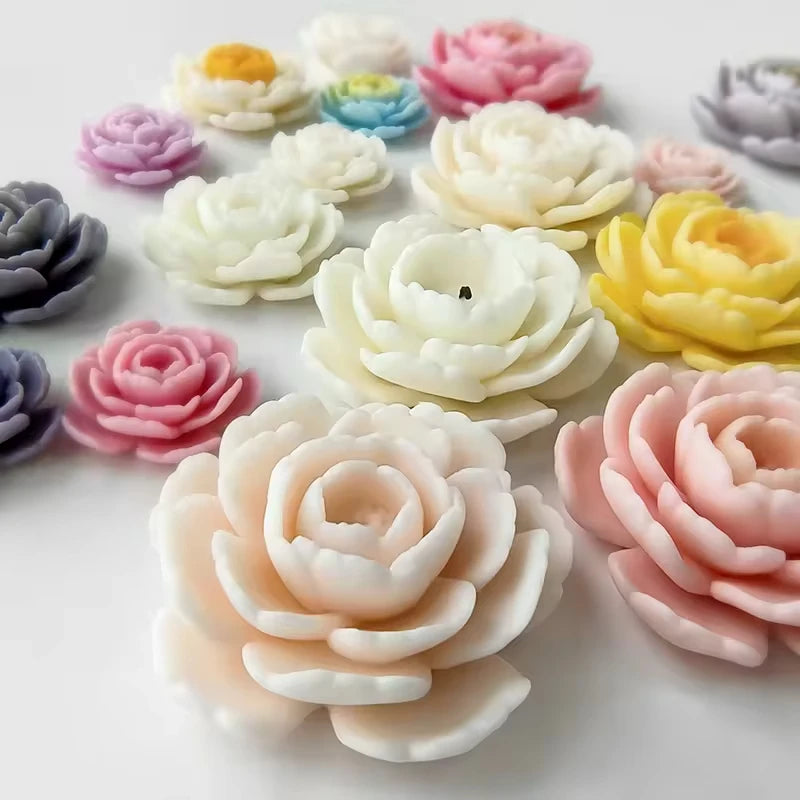 J10-202 Camellia Aromatherapy Candle Silicone Mold Flower Mold Plaster Resin Ornament Crystal Drip Diy