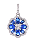 Qingxin Custom 925 Sterling Silver Fine Jewelry Wholesale Blue Cubic Zirconia Party Luxury Flower Pendants Women