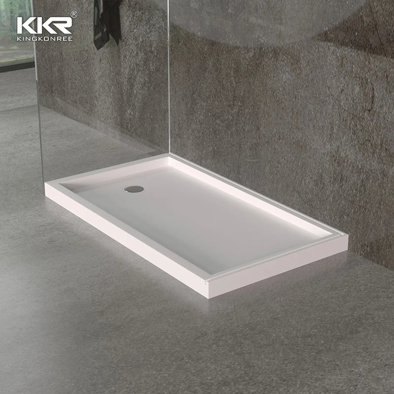 Modern White Acrylic Solid Surface European Style Shower Base Tray 5 Year Warranty Customizable Size Shape for Bathroom Hotel