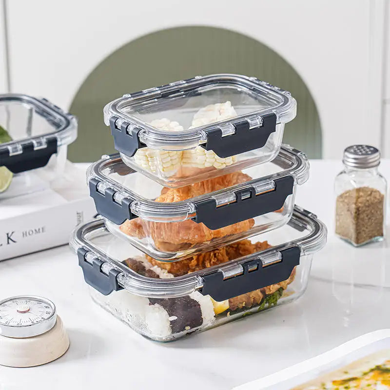 Glass Meal Prep Containers with Lids Glass Food Storage Containers Airtight Lunch Containers Lunch Box Snap Locking Lids