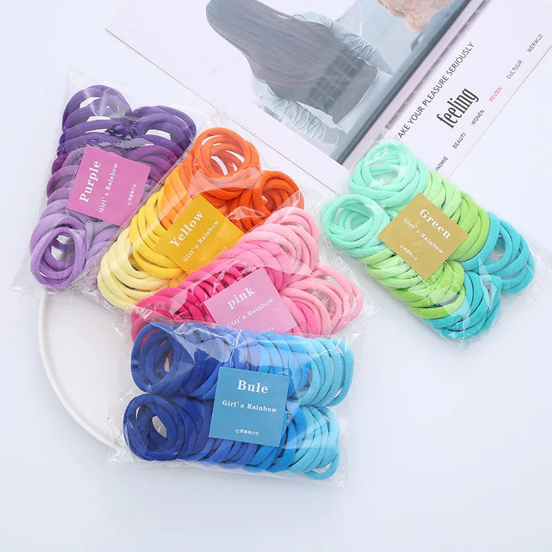 Wholesale 50pcs/bag Fashion Colorful Rubber Korean Elastic Hair Ring Hair Ties Elastic Hair Band for Women