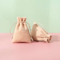 9x12cm Fancy Custom High Quality Jewelry Pouch Emboss Logo Drawstring Jewellery Bag Microfiber Pochette Bijoux Packaging