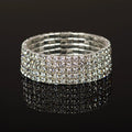 Wristband Women Wedding Bridal Jewelry Bling Fashion 3 5 Rows Full Crystal Rhinestone Elastic Bracelet Bangles