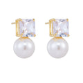 New Trendy S925 Sterling Silver Square Zircon Pearl Earrings Fine Jewelry for Women Valentine's Day Gift