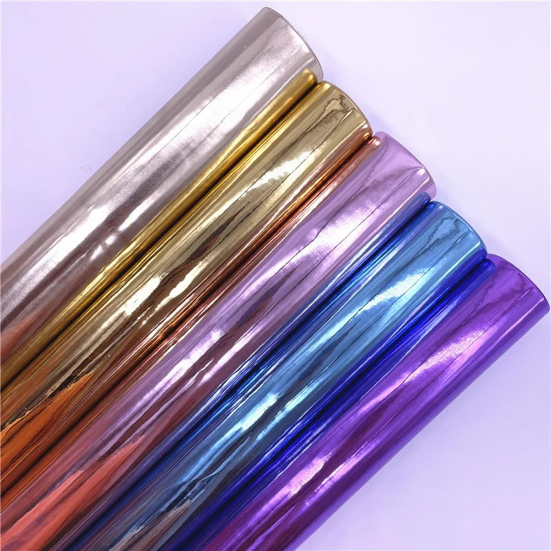 Solid Smooth Surface Mirror Faux Leather PU 1mm Thick for Bags Wallets Purse Handbags Earrings Notebook Hair Bows Furniture