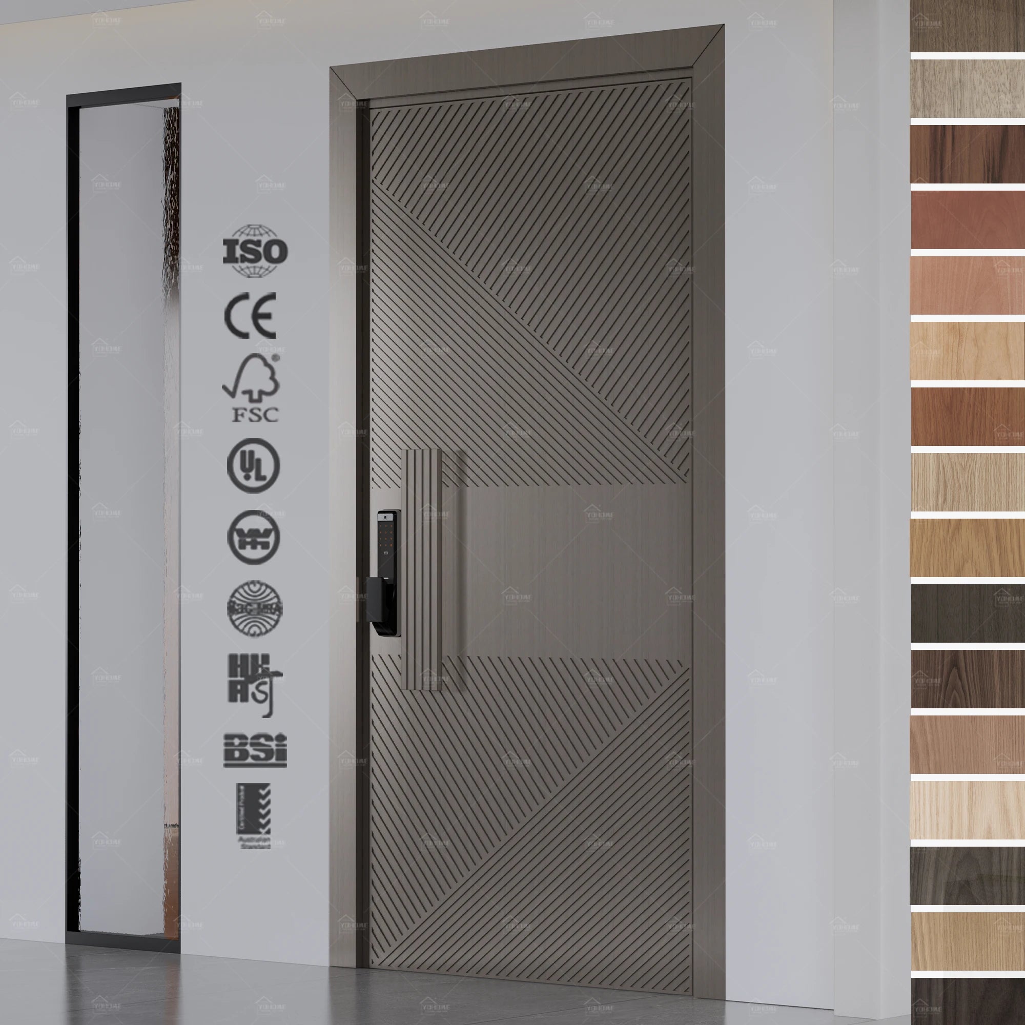 Guangdong Yohome Modern House Entrance Door  Outdoor Wooden Door Security Entrance Pivot Door House