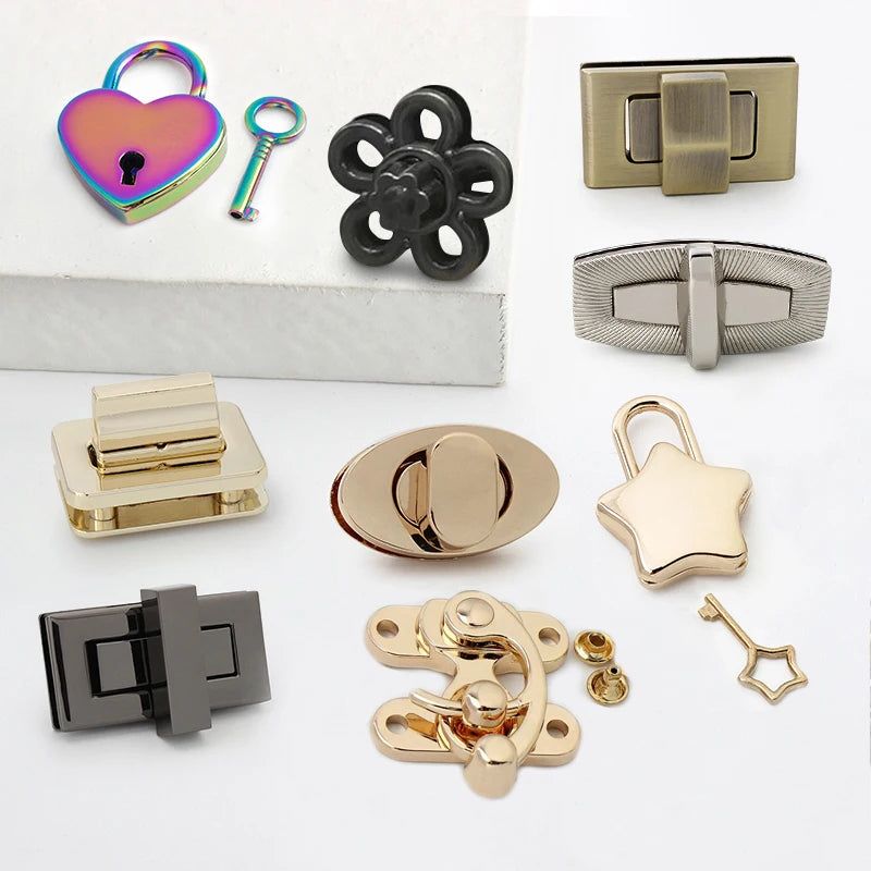 Metal Custom Decorative Key Purse Bag Snap Mini Briefcase Closure Magnetic Lock Box Push Turn Lock Key Bag Twist Lock Clasp