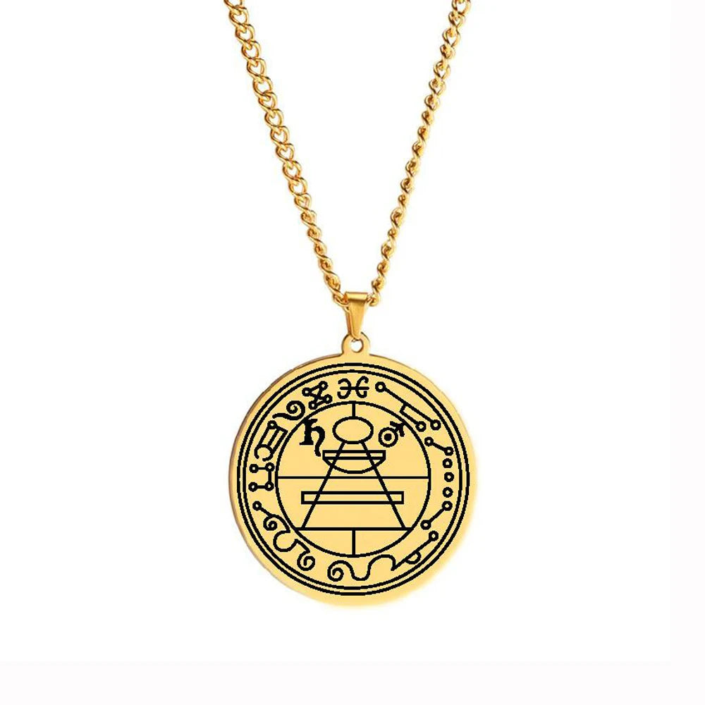 HLSS065 Secret Seal of Solomon protection Esoteric Occultism Talisman Jewelry Stainless Steel Laser Marking Pendant Necklace