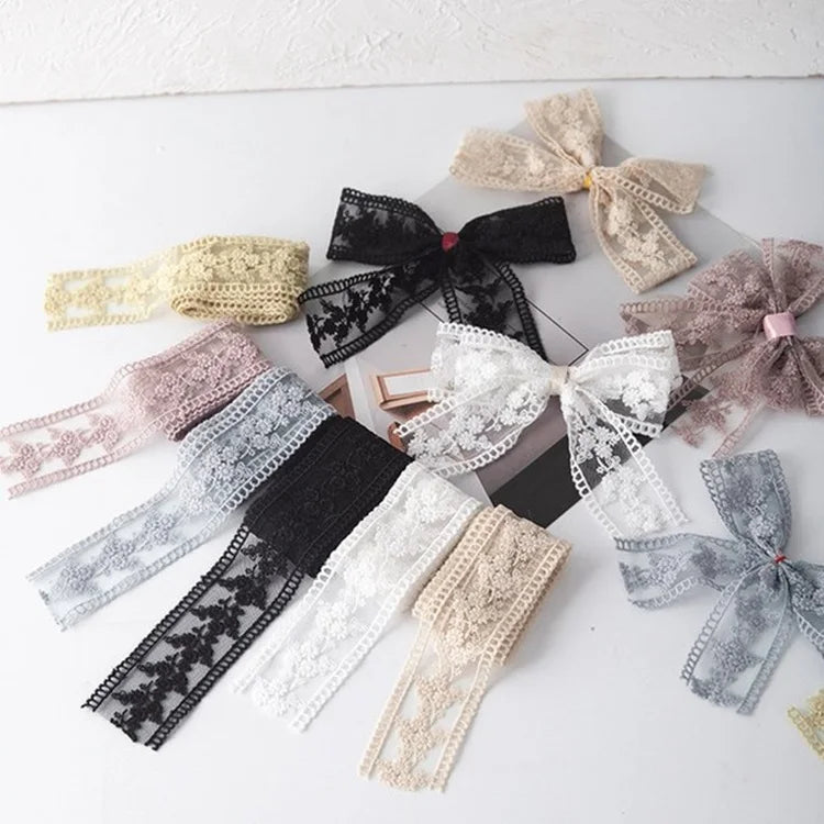 Wholesale Colorful Garment Accessory 4cm Lace Ribbon Trim Embroidered Fabric Lace Trimming for DIY Bowknot