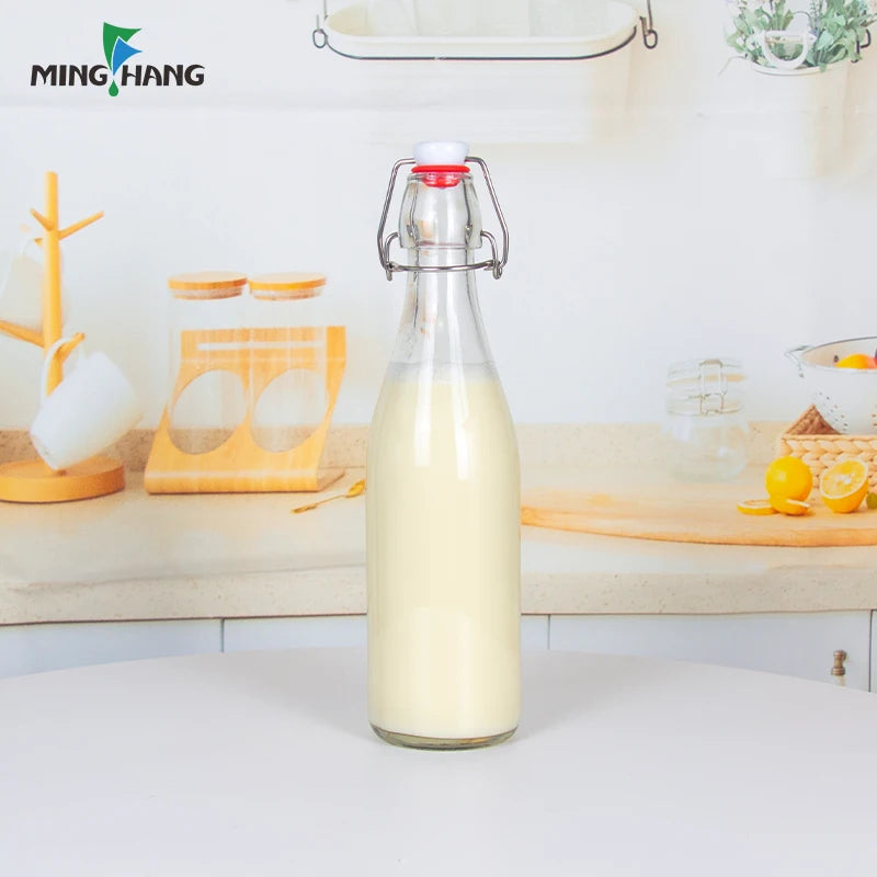 Wholesale 500ml Glass Bottle With Swing Top Beverages Glass Bottle Home Brewing Beer Water Juice Swing Top Bottle