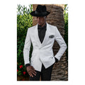White Costume Homme Formal Men Suits Groom Korean blazer Men Wear Double Breasted Party Wedding Shawl Lapel Tuxedo(Jacket+Pants)