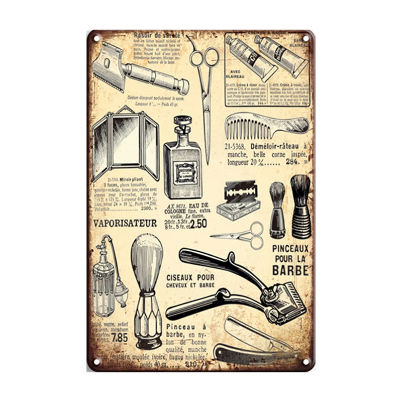 Barber Vintage Metal Plates Retro Poster Cafe Bar Pub Tin Sign Plaque Haircut and Shave Beard Iron Printing Home Decor Wall