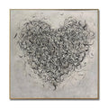 Black and White Wall Art Decor Heart Oil Painting on Canvas Love Artwork Romantic Art love Core Painting Above Bed Decor