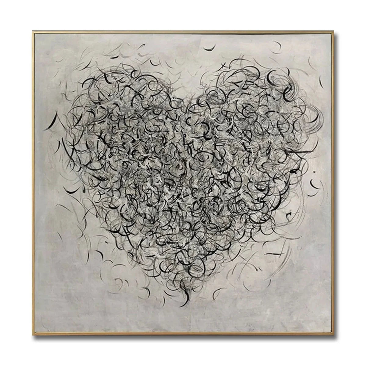 Black and White Wall Art Decor Heart Oil Painting on Canvas Love Artwork Romantic Art love Core Painting Above Bed Decor