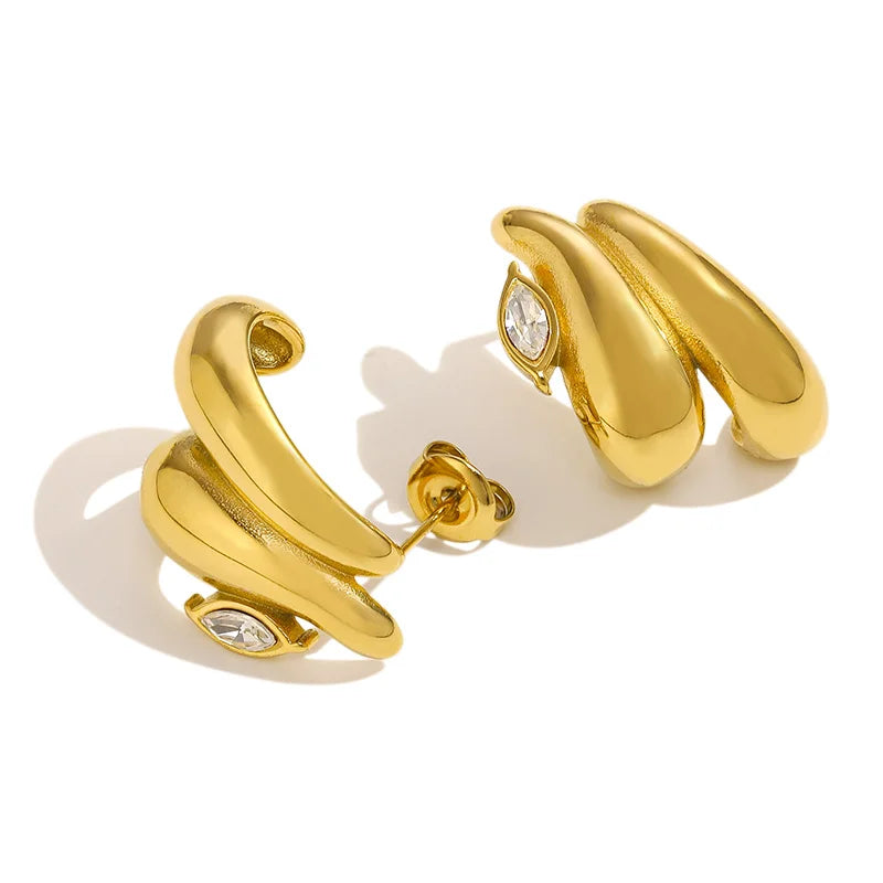 MICCI 18K Gold Tarnish Free Jewelry Most Popular Fashion Bulk Wholesale Luxury Stainless Steel Earrings MegaBDM