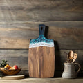 Luxury Cheeseboard with Handle Coastal Decor Kitchenware Green Ocean Wave Epoxy Resin Cutting Board