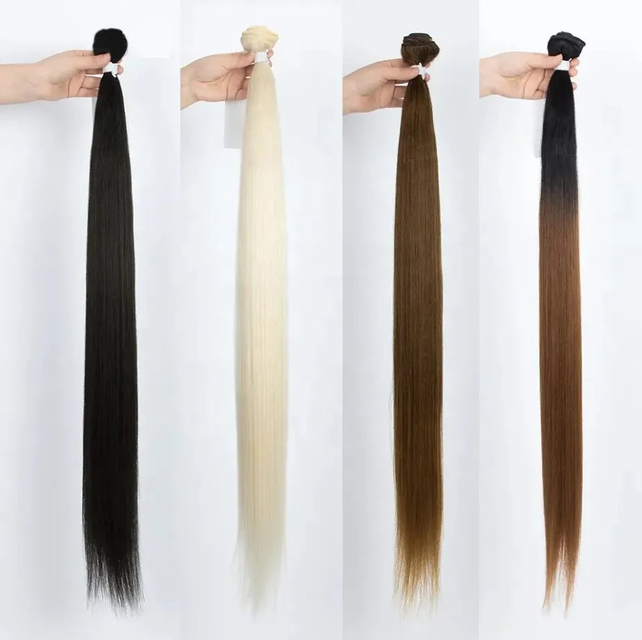 Bone Straight Hair Bundles Soft Wholesale 12 to 36 Inch Cheap Hair Brazilian Straight Weaving Synthetic Hair Extension for Women MegaBDM