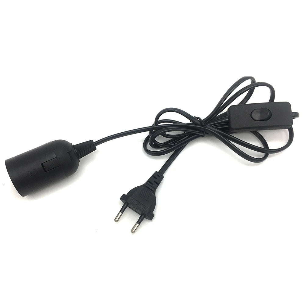 EU Plug 1.8m Power Cord Cables E27 Lamp Base Holder With Switch Wire for Pendant Led Bulbs