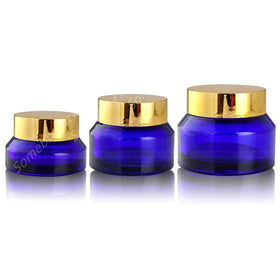 15g 30g 50g Slant Glass Jar Inclined Slope Shoulder Cream Container Cosmetics Empty Blue Glass Cream Jar