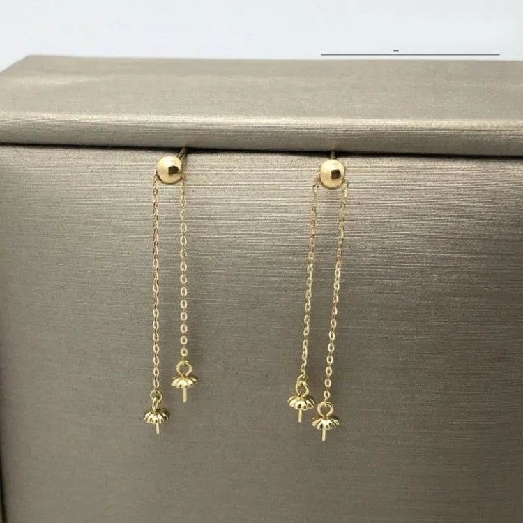 Au750 Pure Gold Solid 18K Gold Real Gold Beads Earring Wire Fine Jewelry