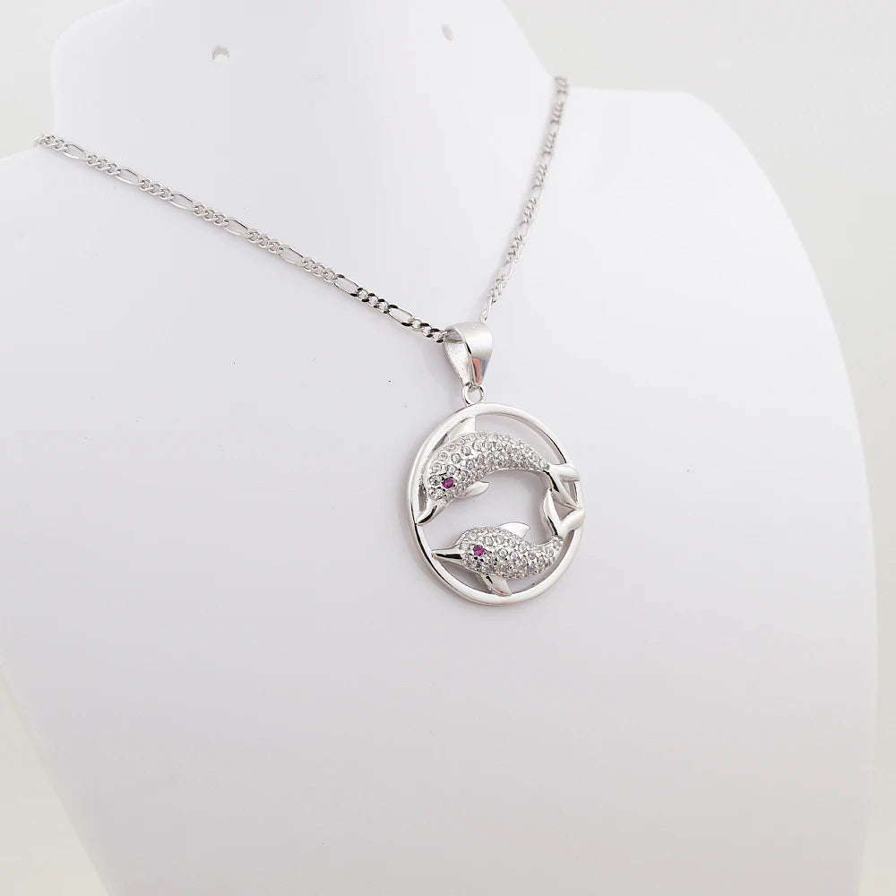 Wholesale 925 Sterling Silver Pendant Cute Sea Life Dolphin Charm for Necklace Animal Jewelry Silver 925