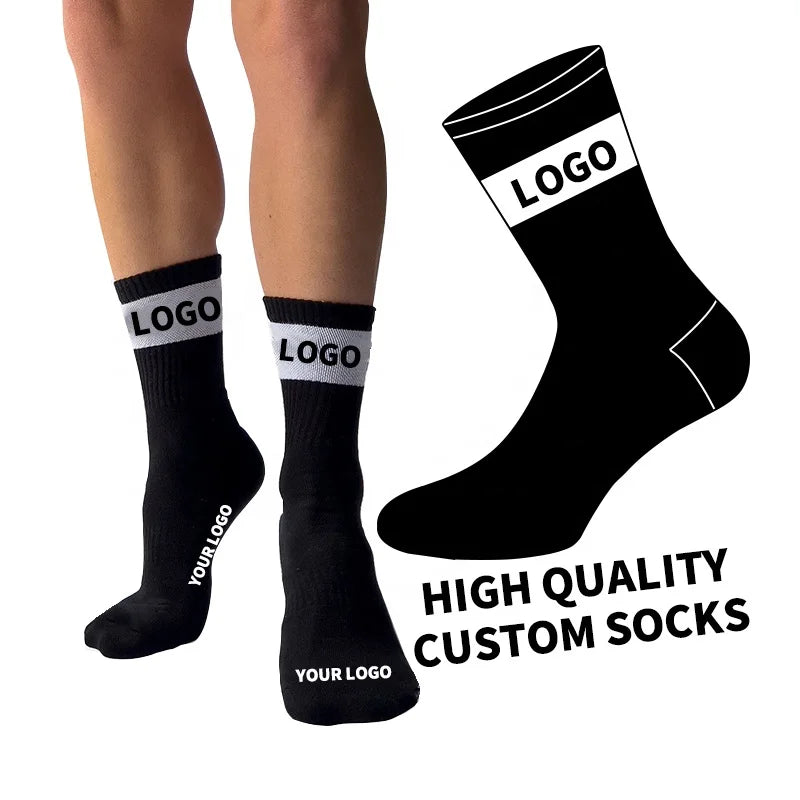 Low MOQ Running Gym Custom Socks Logo Sports Men Organic Cotton High Quality Customize Socks Basketball