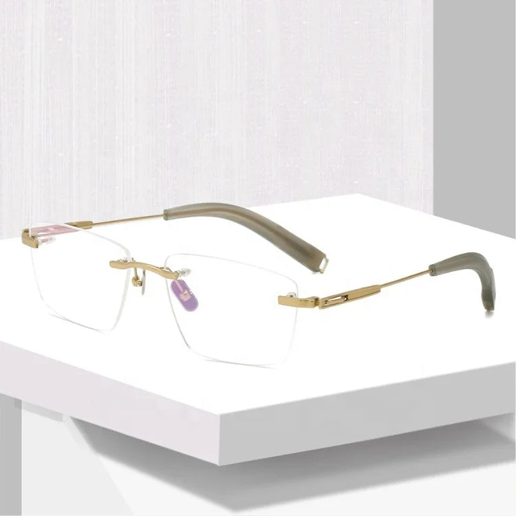 Titanium Designer Metal Optical Eyeglasses Extremely Lightweight Rimless Eyewear Frames Solid Myopia Correction Eye Glasses