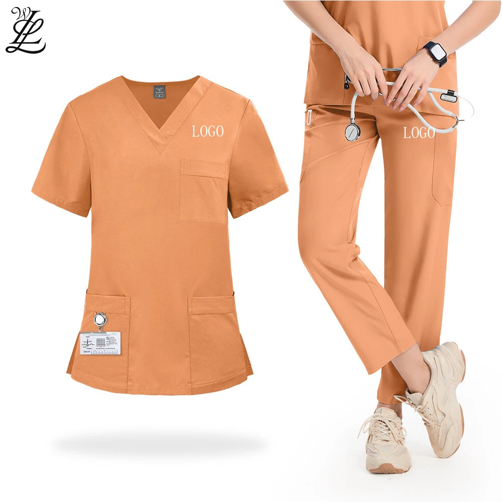 Breathable Wholesale Surgical Uniform Sets 2 Piece Custom Logo Hospital Uniform Medical Nurse Scrubs Doctor Women Scrub Set