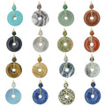 Simple Design 30mm Natural Crystal Gemstone Circular Decoration Pendant Donuts Shape Charm Pendant for Jewelry Accessories