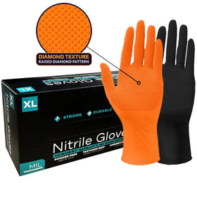Factory Diamond Texture Mechanic Car Repair Machine Food Service Latex Free Thick Heavy Duty Nitrile Glove Disposable Gloves