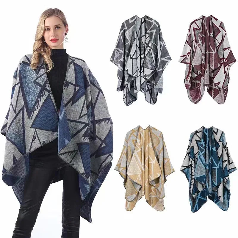 Women's Traditional Geometry Poncho for Amazon Top Seller Wholesale Cape Shawl Elegant Scarves & Shawls
