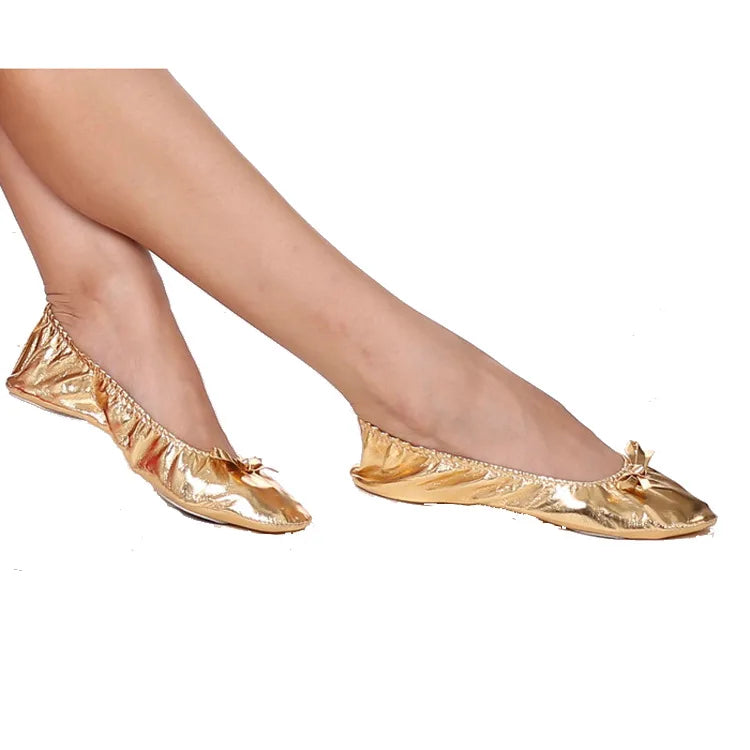 Womens Leather Ballet Belly Slippers Ballroom Dance Shoes With Suede Split-Sole
