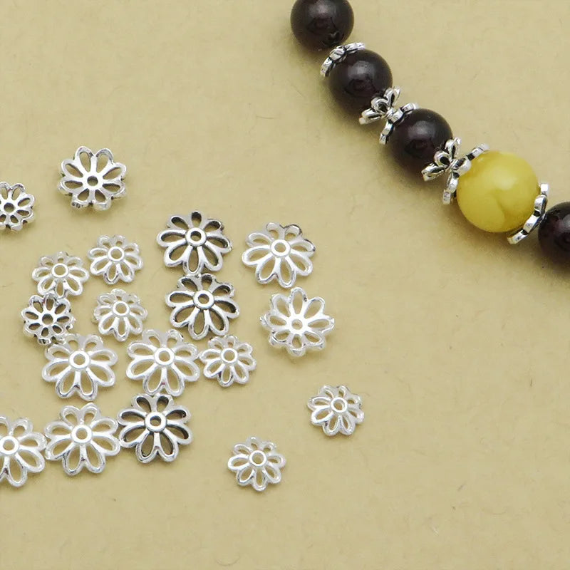 Wholesale 925 Sterling Silver Flower Loose Spacer Bead DIY Jewelry Findings Accessories for Jewelry Marking