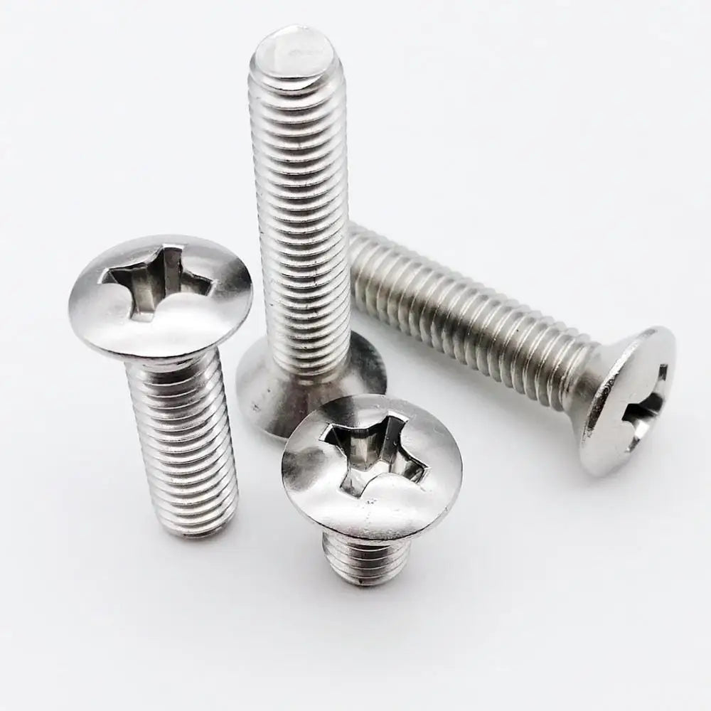 GB820 DIN966 M2 M2.5 M3 M4 M5 M6 304 Stainless Steel Cross Recessed Raised Countersunk Head Half Oval Screw Bolt