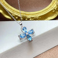 Good Price Custom Summer 925 Sterling Silver Pear Cut Natural Topaz Chain Women Pendant Necklace