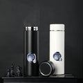 High-end Luxury Texture Tumbler Ceramic Liner Stainless Steel Vacuum Flask Coffee Thermos Hot Water Bottle with Sealable Lid
