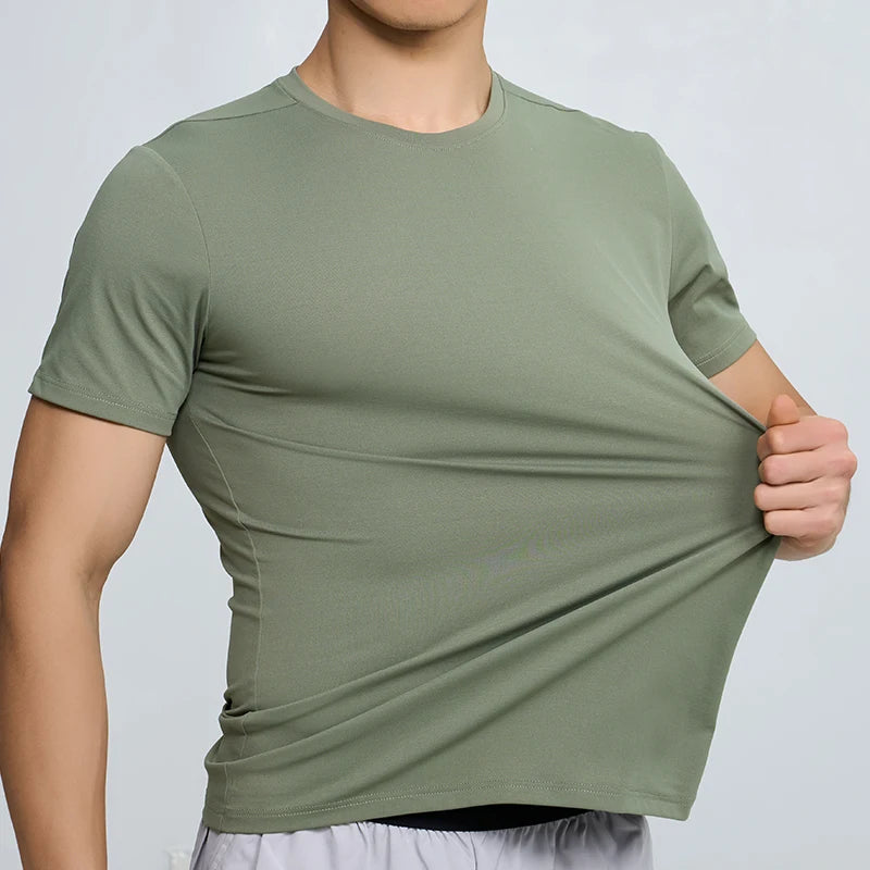 High Elastic Dry Fit Workout Training Shirts Sports Gym Shirt Men 100% Polyester Running Shirt