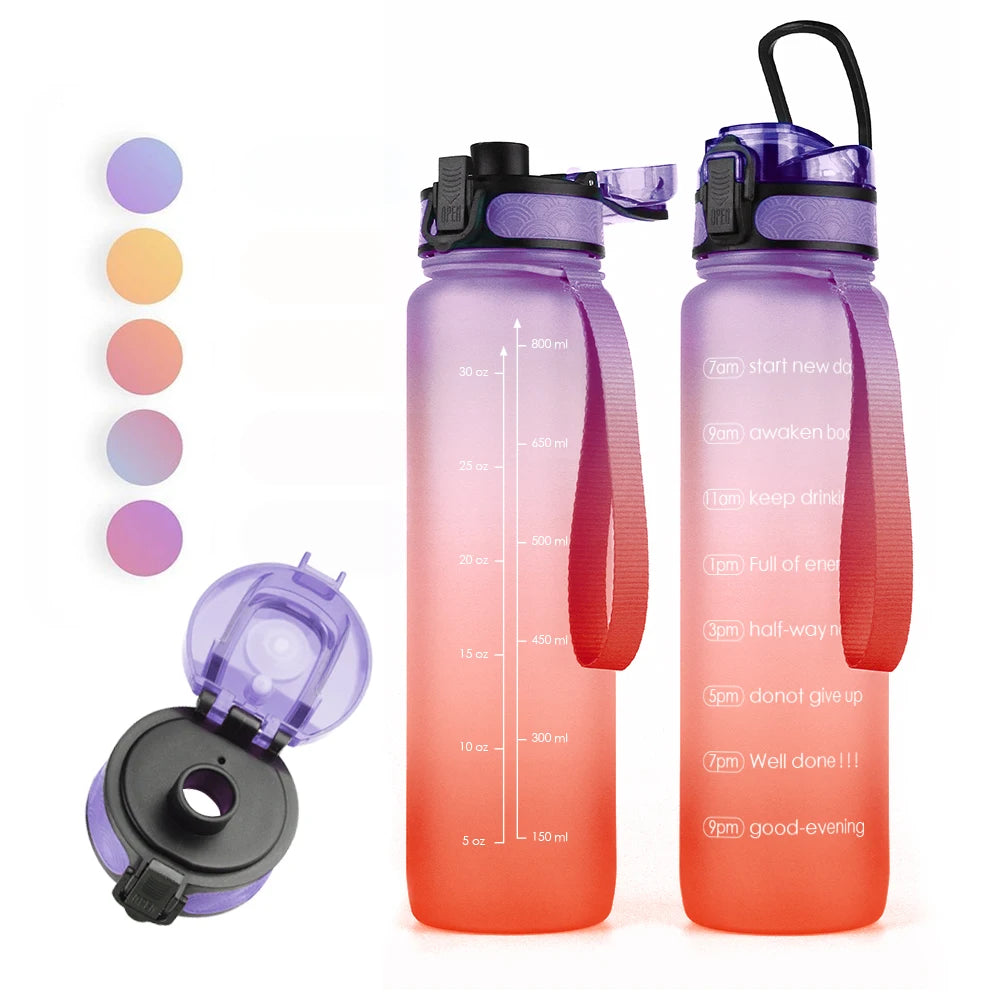 32oz Plastic Sports Water Bottle with Handle Lid and Rope Color-changing Bright Color Water Bottle Wholesale Water Bottle
