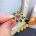 Hot Sale 925 Sterling Silver Adjustable Friendship Large Natural Amethyst Jewelry Rings for Women Classic Weddings Parties CMA